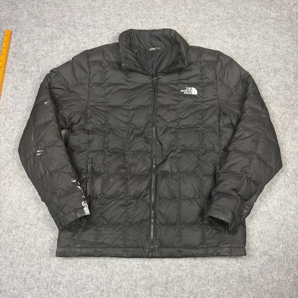 The North Face Mens 550 Down Puffer Jacket Black Large Full Zip Quilted